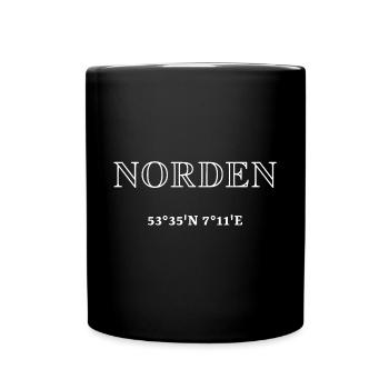 Norden Koordinaten - Tasse einfarbig - Schwarz - Vorne