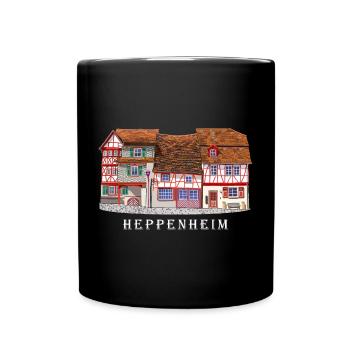 Heppenheim Altstadt., Amtsgasse Fachwerk, Odenwald - Tasse einfarbig - Schwarz - Vorne