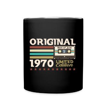 Cassette Juin 1970 Millésime 1970 Anniversaire 1970 - Mug uni - noir - Devant