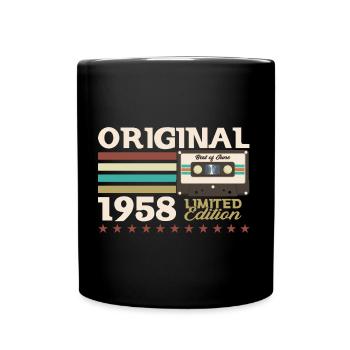 Cassette Juin 1958 Millésime 1958 Anniversaire 1958 - Mug uni - noir - Devant