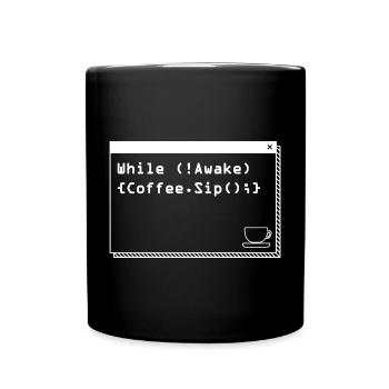 Programmers generate code from coffee - Full Colour Mug - black - Front