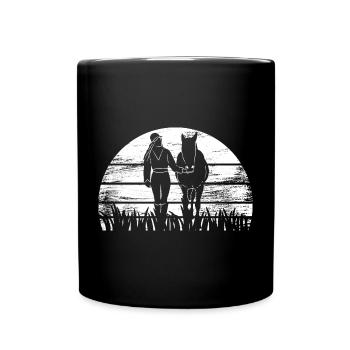 Pferd Mädchen - Tasse einfarbig - Schwarz - Vorne
