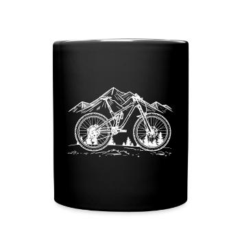 Mountain Biking Drawing - Full Colour Mug - black - Front