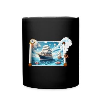 Nautische Segelreise - Tasse einfarbig - Schwarz - Vorne