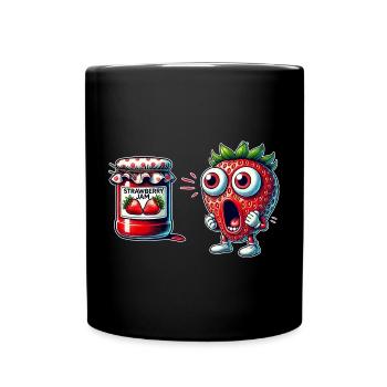 Lustiges Erdbeere Marmeladen Design - Tasse einfarbig - Schwarz - Vorne