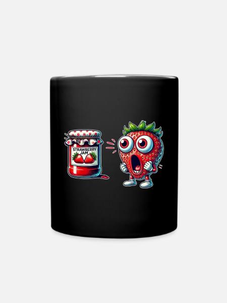 Lustiges Erdbeere Marmeladen Design - Tasse einfarbig - Schwarz