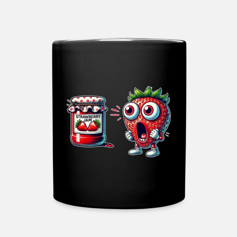 Lustiges Erdbeere Marmeladen Design - Tasse einfarbig - Schwarz