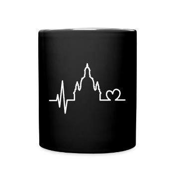 Herzschlag Frauenkirche Dresden Puls Symbol Logo - Tasse einfarbig - Schwarz - Vorne