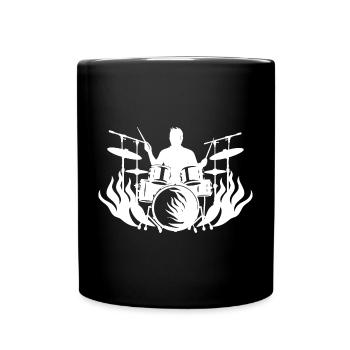 Schlagzeuger Zeichnung - Tasse einfarbig - Schwarz - Vorne