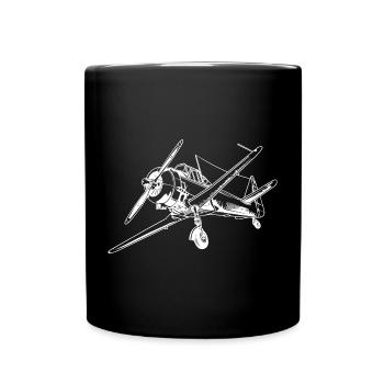 Dessin d’avion à hélice - Mug uni - noir - Devant