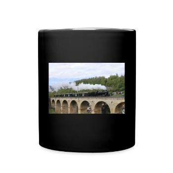SBB Lok auf Viadukt - Tasse einfarbig - Schwarz - Vorne