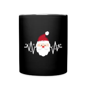 Santa Claus Cool Heartbeat - Full Colour Mug - black - Front