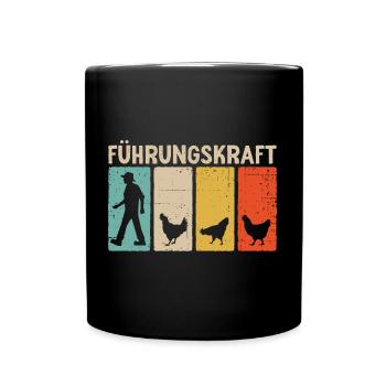 Hühner Landwirt Führungskraft Huhn - Tasse einfarbig - Schwarz - Vorne