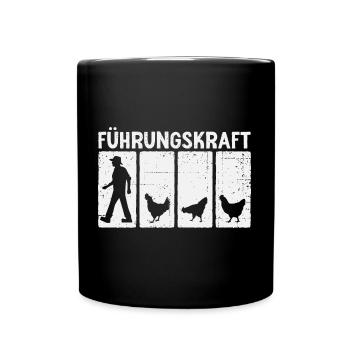 Hühner Landwirt Führungskraft Huhn - Tasse einfarbig - Schwarz - Vorne