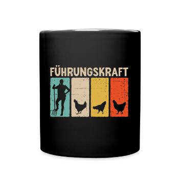 Hühner Landwirtin Führungskraft Huhn - Tasse einfarbig - Schwarz - Vorne