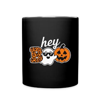 Hey Boo Halloween Leopard Ghost - Tasse einfarbig - Schwarz - Vorne