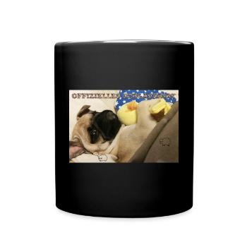 Schäfchen Plüschtier mit US Flagge Design - Tasse einfarbig - Schwarz - Vorne