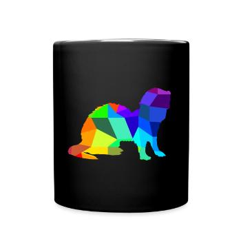 Frettchen Regenbogen Tiere Polygon - Tasse einfarbig - Schwarz - Vorne