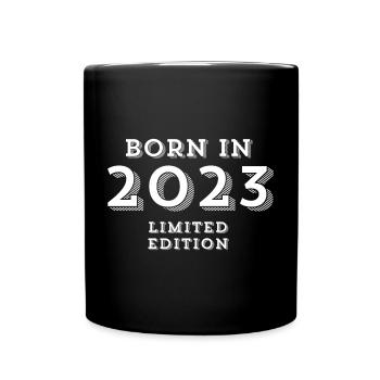 2023, Geburtsjahr, 1 Jahr - Tasse einfarbig - Schwarz - Vorne