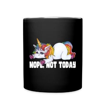 Not not today! Niedliches faules buntes Einhorn - Tasse einfarbig - Schwarz - Vorne