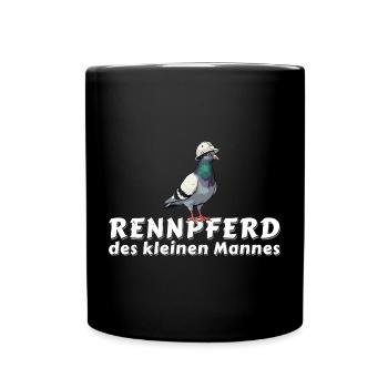 Tauben Shirt Tasse Hoodie Bergmann Rennpferd - Tasse einfarbig - Schwarz - Vorne