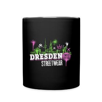 Dresden Skyline Stadt Deutschland Graffiti - Tasse einfarbig - Schwarz - Vorne