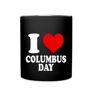 I Love Columbus Day Heart America USA Funny - Full Colour Mug - black - Front
