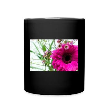 Pink Gerbera Blüte Florales Muster - Tasse einfarbig - Schwarz - Vorne