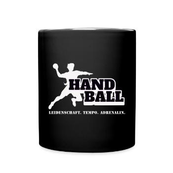 Handball Kraft und Tempo - Tasse einfarbig - Schwarz - Vorne