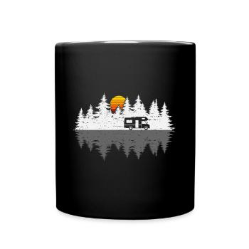 Camping RV Motorhome Camper Trees Forest - Full Colour Mug - black - Front
