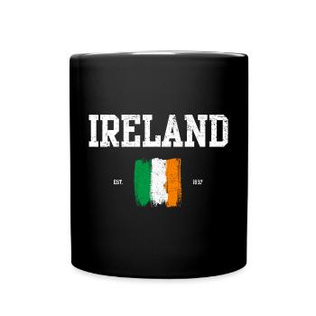 Ireland Flag Brushstroke Design - Full Colour Mug - black - Front