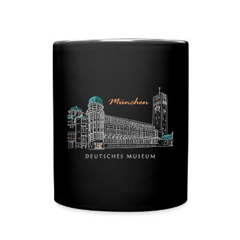 München Deutsches Museum Handzeichnung - Tasse einfarbig - Schwarz - Vorne