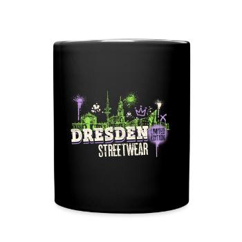 Dresden Skyline Stadt Deutschland Graffiti - Tasse einfarbig - Schwarz - Vorne