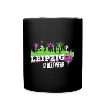 Leipzig Skyline Stadt Deutschland Graffiti Kunst - Tasse einfarbig - Schwarz - Vorne