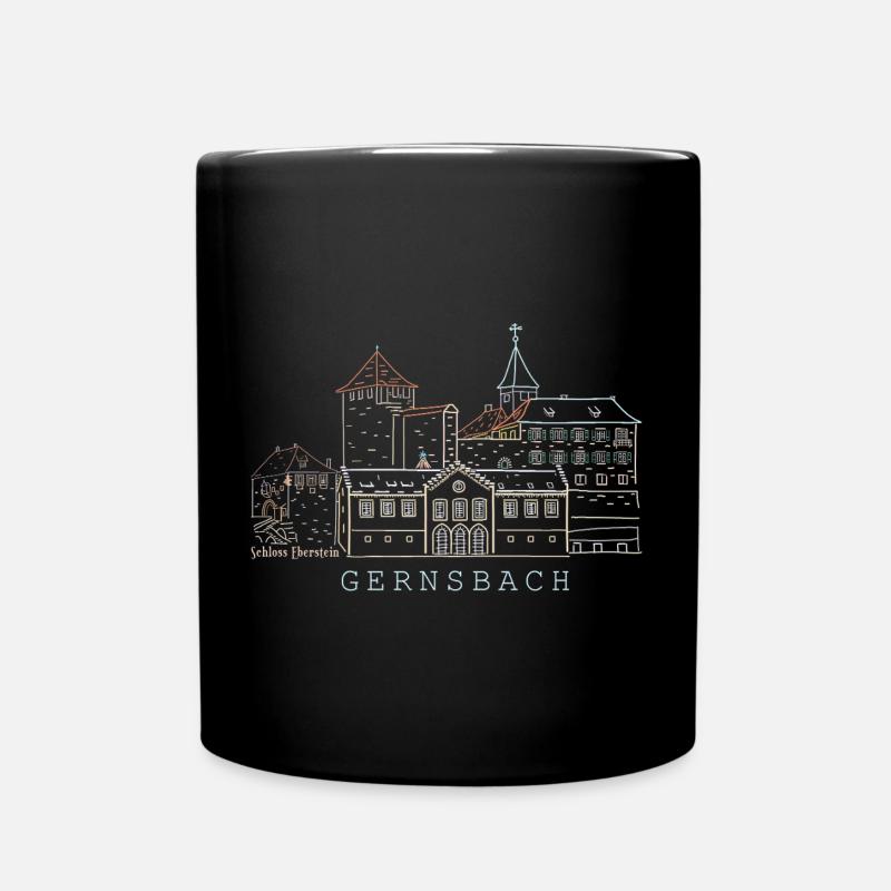 Gernsbach, Zeichnung Schloss Eberstein Schwarzwald - Tasse einfarbig - Schwarz