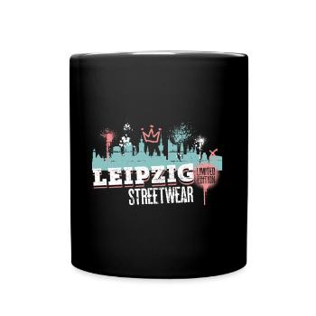 Leipzig Skyline Stadt Deutschland Graffiti Kunst - Tasse einfarbig - Schwarz - Vorne