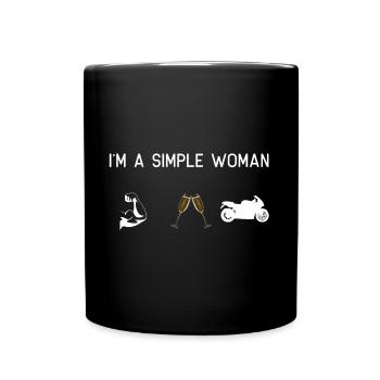 Je suis une femme simple - muscles moto de vin mousseux - Mug uni - noir - Devant