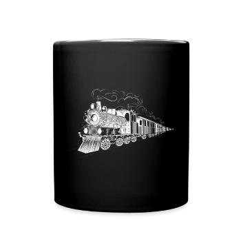 Drawing of an old locomotive - Full Colour Mug - black - Front