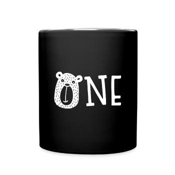 First Birthday - Birth - Happy Birthday - Bear - Full Colour Mug - black - Front