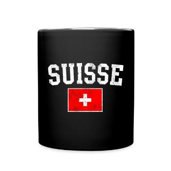 Suisse Bold Flag Typography - Full Colour Mug - black - Front