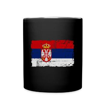 Serbien Fahne - Tasse einfarbig - Schwarz - Vorne