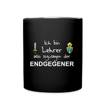 Endgegner Lehrer - Geschenkidee - Tasse einfarbig - Schwarz - Vorne