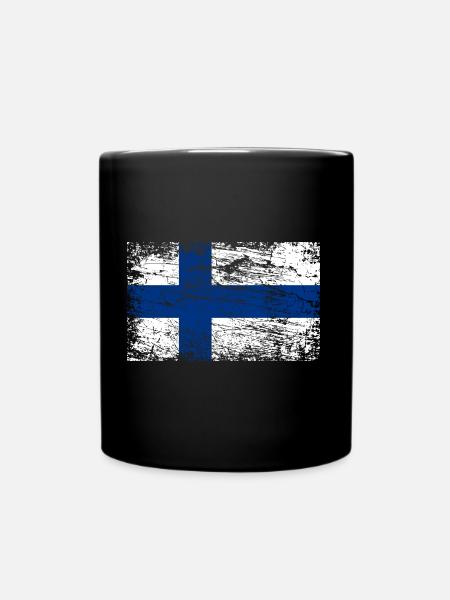 Flagge von Finnland - Tasse einfarbig - Schwarz