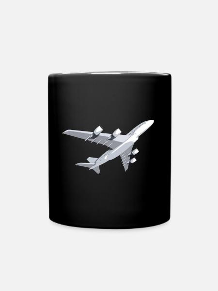 Avion Avion de passagers Avion à réaction - Mug uni - noir