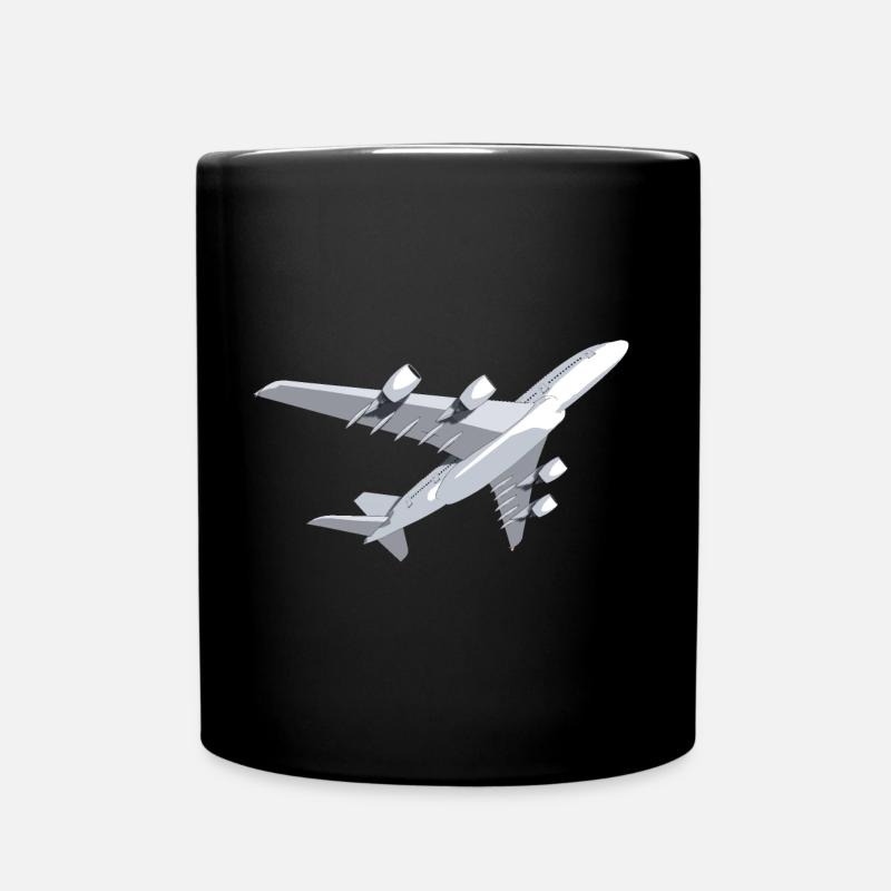 Avion Avion de passagers Avion à réaction - Mug uni - noir
