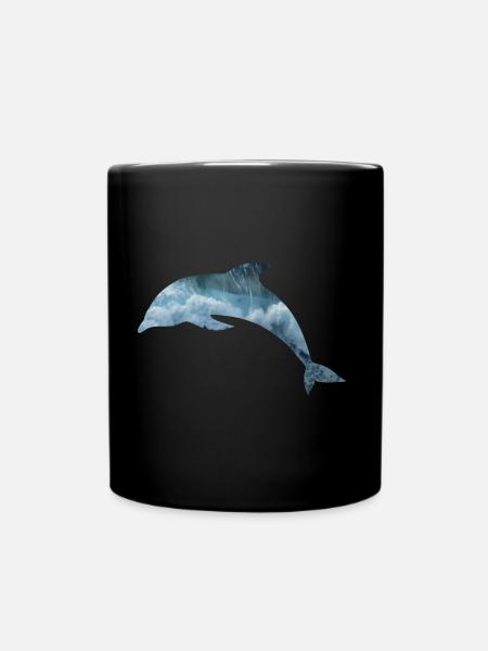 Delphin Meer - Tasse einfarbig - Schwarz