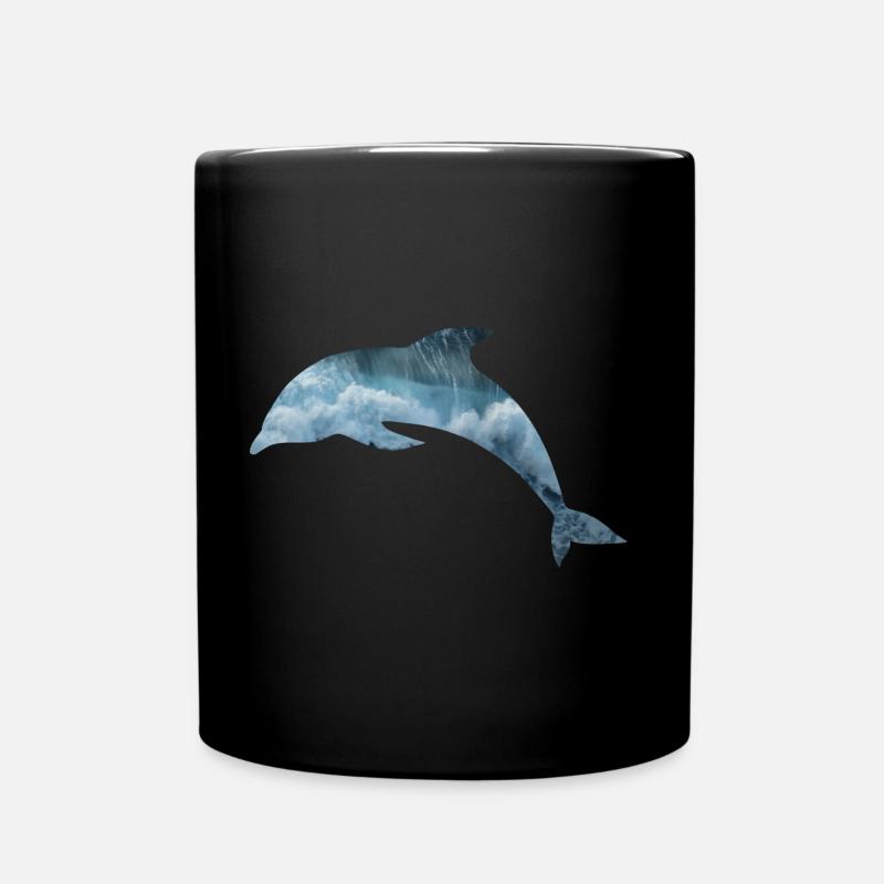 Delphin Meer - Tasse einfarbig - Schwarz
