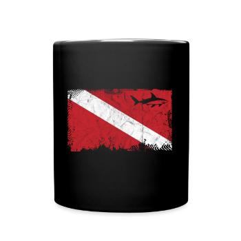 Vintage Shark Scuba Dive Flag Hommes Gymnase Sports - Mug uni - noir - Devant