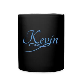 Kevin in Schreibschrift - Tasse einfarbig - Schwarz - Vorne