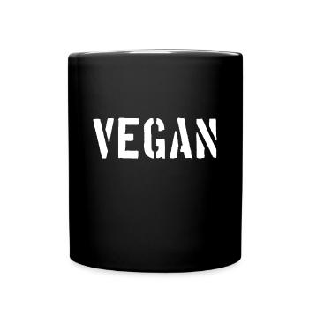 VEGAN - Veganerin - Veganer - Tierliebe - Tasse einfarbig - Schwarz - Vorne